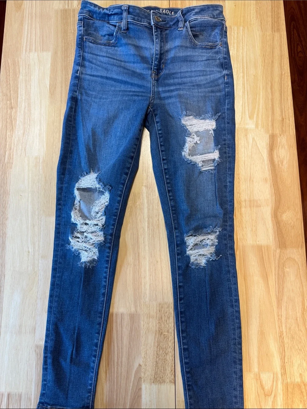 American Eagle Outfitters Blue Ripped Skinny Jeans